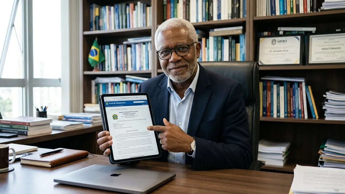 Idoso verificando dados pessoais com segurança no celular